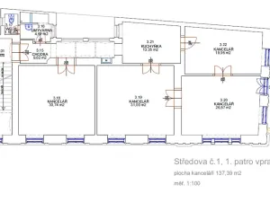 Pronájem kanceláře, Brno, Středova, 137 m2