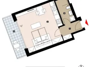 Pronájem bytu 1+kk, Praha - Žižkov, Krásova, 45 m2