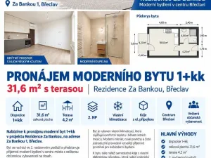 Pronájem bytu 1+kk, Břeclav, Za Bankou, 32 m2