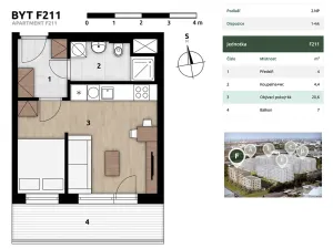 Prodej bytu 1+kk, Praha - Hostivař, U továren, 31 m2