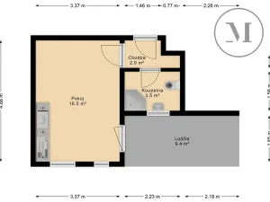 Prodej bytu 1+kk, České Budějovice, Nádražní, 23 m2