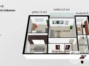 Pronájem bytu 3+1, Brno - Starý Lískovec, Oderská, 72 m2