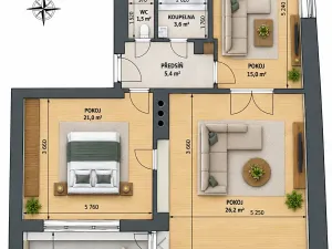 Prodej bytu 2+1, Hobšovice, 64 m2