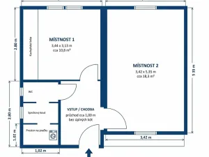 Pronájem bytu 2+kk, Štětí, U stadionu, 36 m2
