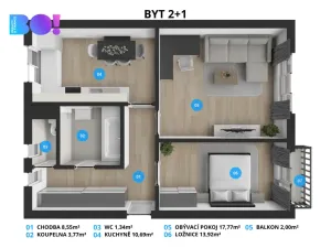 Prodej bytu 2+1, Frenštát pod Radhoštěm, Školská čtvrť, 53 m2