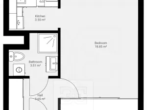 Pronájem bytu 1+kk, Praha - Troja, Krynická, 29 m2
