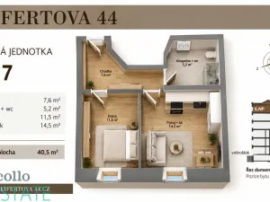 Prodej bytu 2+kk, Praha, Seifertova, 40 m2