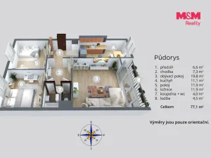 Prodej bytu 3+1, Ústí nad Labem - Krásné Březno, Obvodová, 74 m2