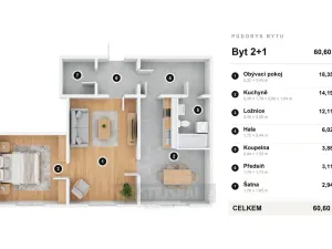 Prodej bytu 2+1, České Budějovice - České Budějovice 2, Větrná, 63 m2