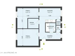 Pronájem bytu 2+1, Hradec Králové, Na Střezině, 55 m2