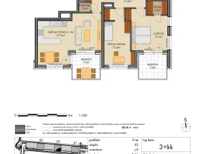 Pronájem bytu 3+kk, Praha - Vysočany, Pod Harfou, 85 m2