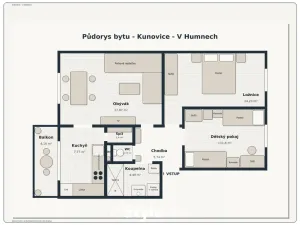 Prodej bytu 3+1, Kunovice, V Humnech, 69 m2
