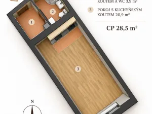 Prodej bytu 1+kk, Brno, Božetěchova, 29 m2