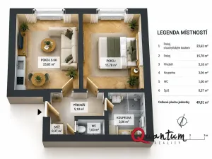 Prodej bytu 2+kk, Praha - Nusle, Na výsledku I, 49 m2