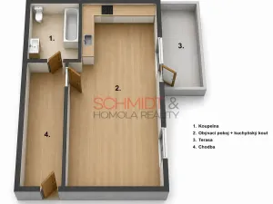 Pronájem bytu 1+kk, Hustopeče, Gen. Peřiny, 36 m2