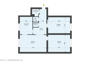 Prodej bytu 3+1, Hradec Králové, Škroupova, 80 m2