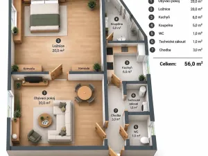 Prodej bytu 2+1, Trutnov, Maxima Gorkého, 56 m2