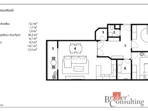 Pronájem bytu 3+kk, Praha, 78 m2
