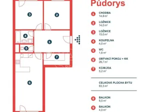 Pronájem bytu 3+kk, Praha - Vysočany, Strnadových, 83 m2