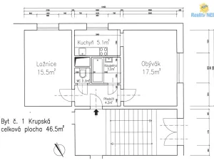 Prodej bytu 2+1, Praha - Strašnice, Krupská, 46 m2