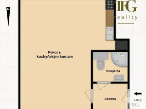 Prodej bytu 1+kk, Praha, Černokostelecká, 25 m2