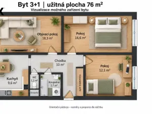 Pronájem bytu 3+1, Havlíčkův Brod, Na Spravedlnosti, 76 m2