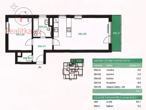 Prodej bytu 2+kk, Kladno, Lesík, 56 m2