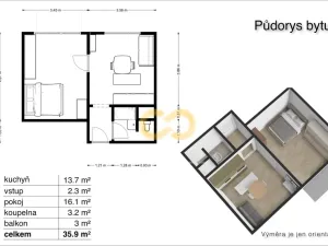 Prodej bytu 2+kk, Písek, Budovatelská, 40 m2