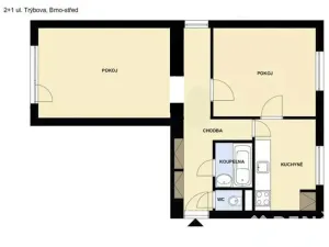 Pronájem bytu 2+1, Brno, Trýbova, 54 m2