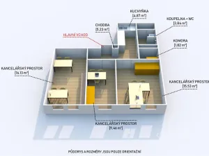 Pronájem kanceláře, Plzeň, Bezručova, 59 m2