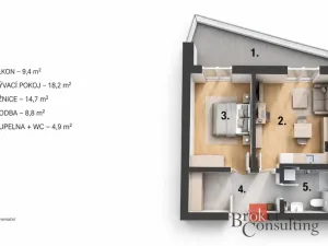 Prodej bytu 2+kk, Pardubice - Ohrazenice, U Sportovní školy, 49 m2