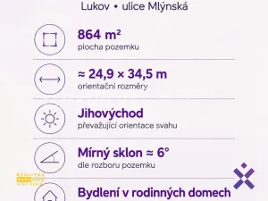 Prodej pozemku pro bydlení, Lukov, Mlýnská, 864 m2