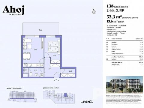 Prodej bytu 2+kk, Praha - Modřany, Československého exilu, 52 m2