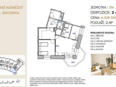 Prodej bytu 3+1, Praha - Suchdol, Suchdolské náměstí, 58 m2