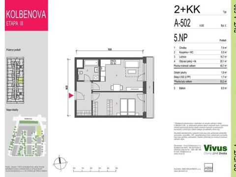 Prodej bytu 2+kk, Praha - Vysočany, Smržových, 53 m2