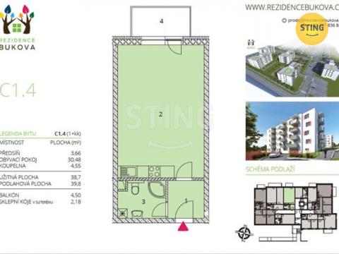 Pronájem bytu 1+kk, Jihlava, Slovenská, 46 m2