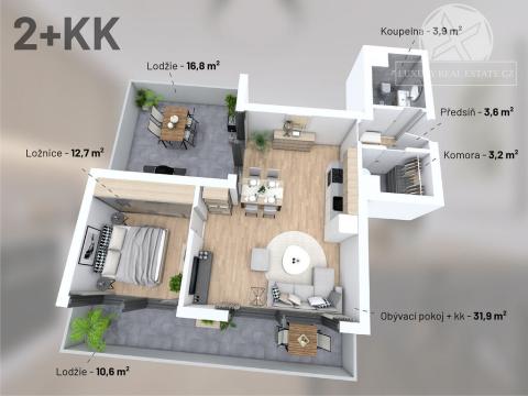 Prodej bytu 2+kk, Praha - Vysočany, V Předním Hloubětíně, 54 m2