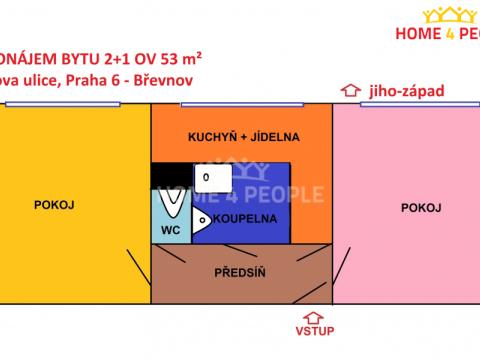 Pronájem bytu 2+1, Praha - Břevnov, Čílova, 53 m2