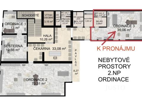 Pronájem ordinace, Písek, Havlíčkovo nám., 41 m2