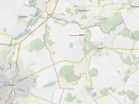 Dražba pozemku, Olešná, 386 m2