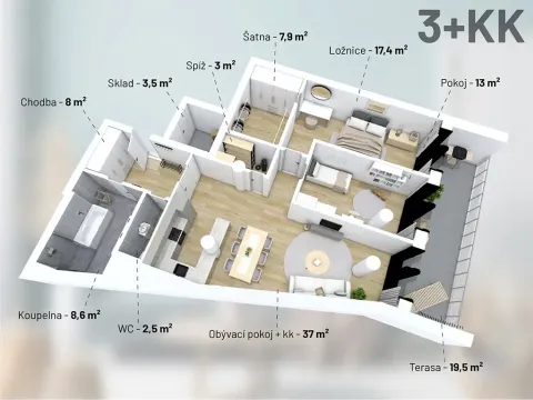 Prodej bytu 3+kk, Třebíč, Tomáše Bati, 98 m2