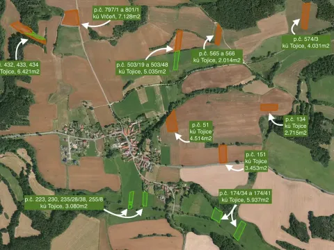 Prodej pole, Tojice, 44359 m2