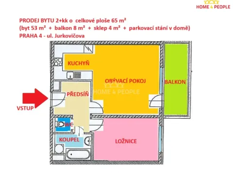 Prodej bytu 2+kk, Praha - Háje, Jurkovičova, 65 m2