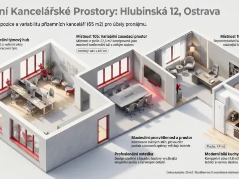 Pronájem kanceláře, Ostrava - Moravská Ostrava, Hlubinská, 65 m2