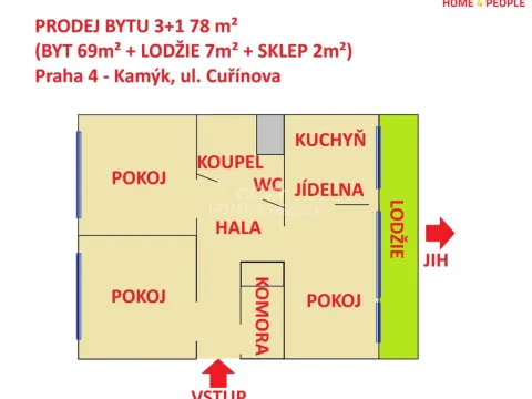 Prodej bytu 3+1, Praha - Kamýk, Cuřínova, 78 m2